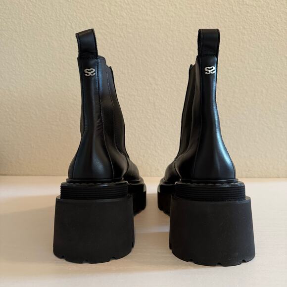 Sandro Paris Chelsea Ankle Boots Platform Black Leather Size 39 (US 8) - Picture 4 of 14